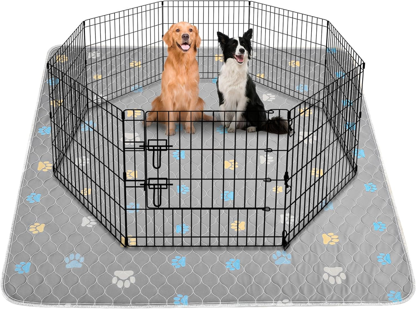 Aitmexcn Washable Puppy Dog Pee Pad, 2PCS 100% Waterproof Whelping Training Mat for Puppy/Senior Dog, Fast Drying Reusable Puppy Pads for Indoor, Outdoor and Car Travel- 54'' x 54'' Llight Gray
