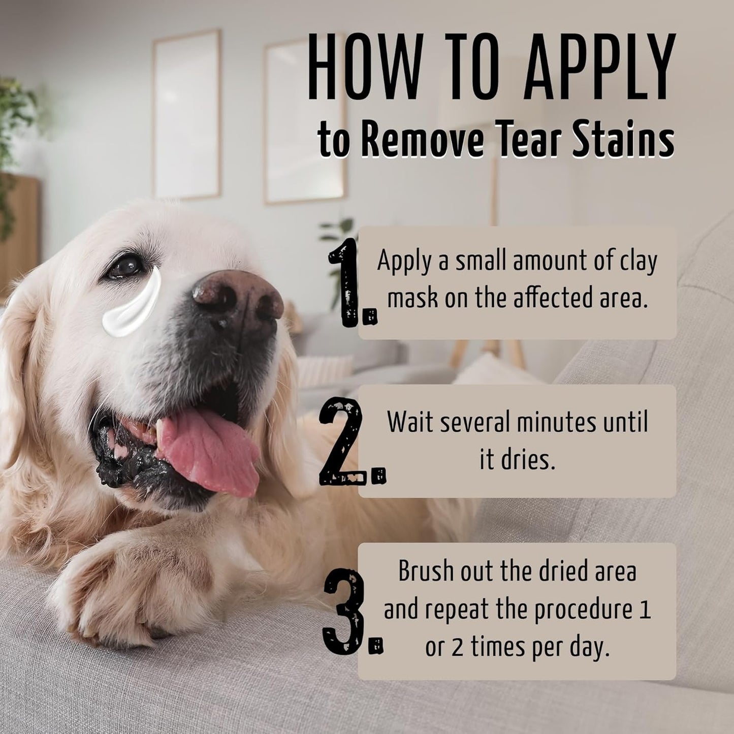 Tauro Pro Line Clay Tear Stain Remover for Dogs - Shield Mask for Eyes, Ears, Mouth, Gentle Grooming Product for Dogs, Puppy & Cat (Stainless Look - 1.69 Fl Oz)