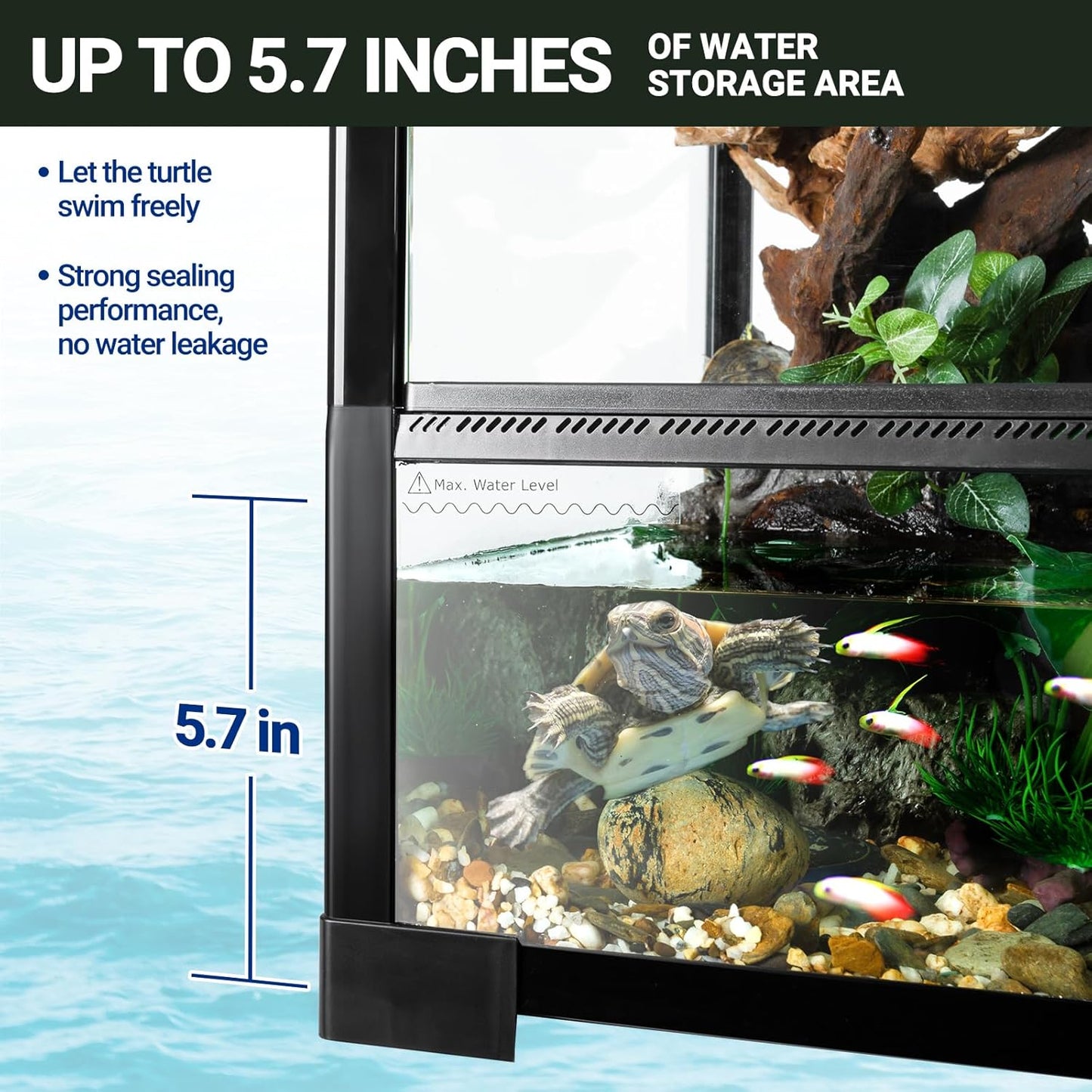 REPTI ZOO Large Tall Glass Reptile Tank 36"x18"x36", 100 Gallon Vertical Reptile Terrarium with Mesh for Chameleon Arboreal Lizard Frog, Paludarium Vivarium Tank