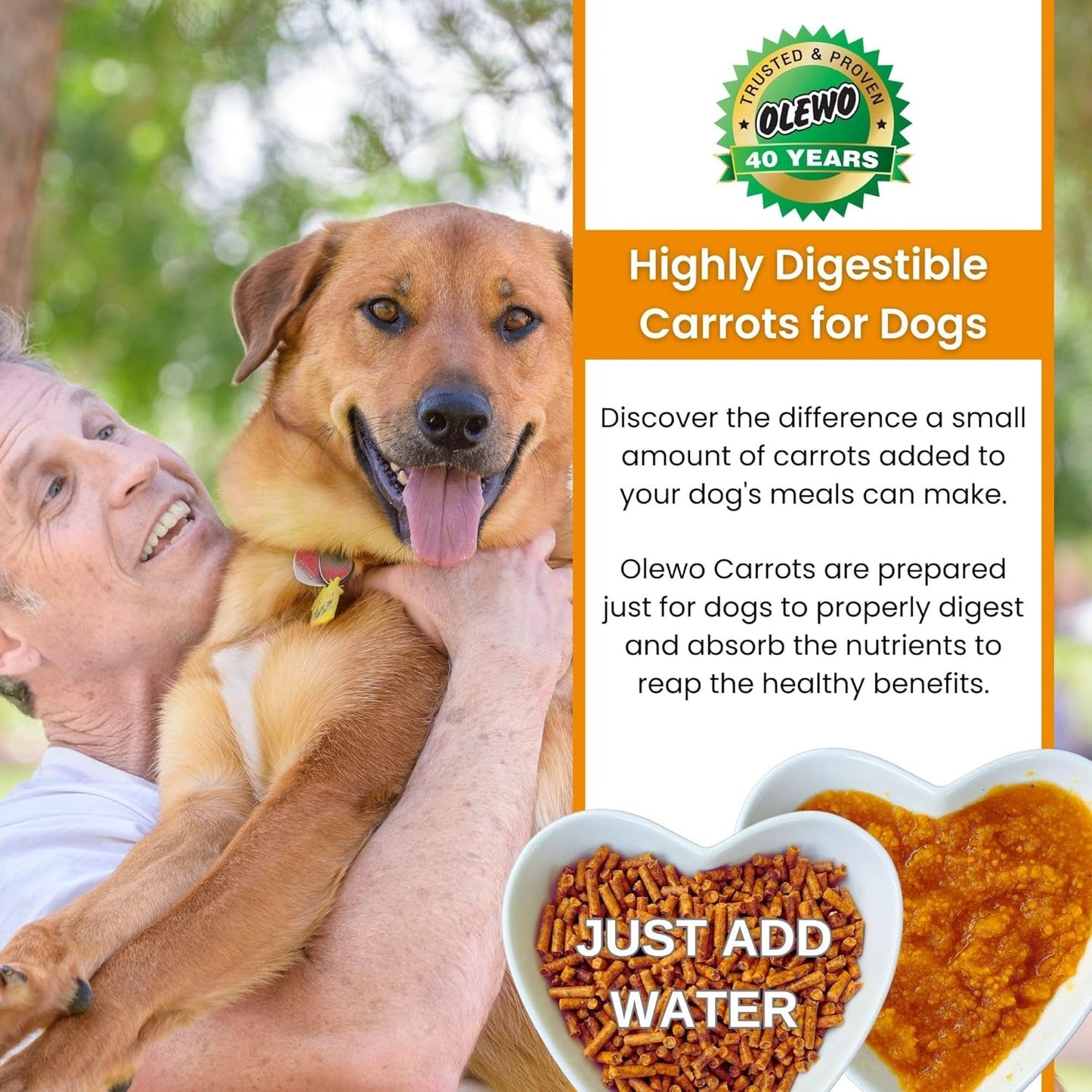 Olewo Starter Bundle Original Carrots & Red Beets - Fiber for Dogs, Digestive Dog Food Topper, Natural Anti Itch, Whole Food Dog Multivitamin - 1lb Each (2lbs Total)