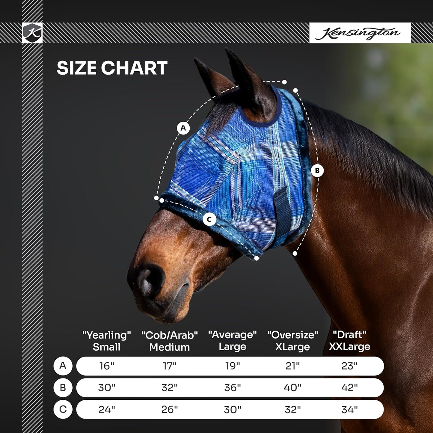 Kensington UV Fly Mask with Fleece Trim - Protective Mask with Dual Ear Opening & Forelock Freedom - Medium, Lavender Mint
