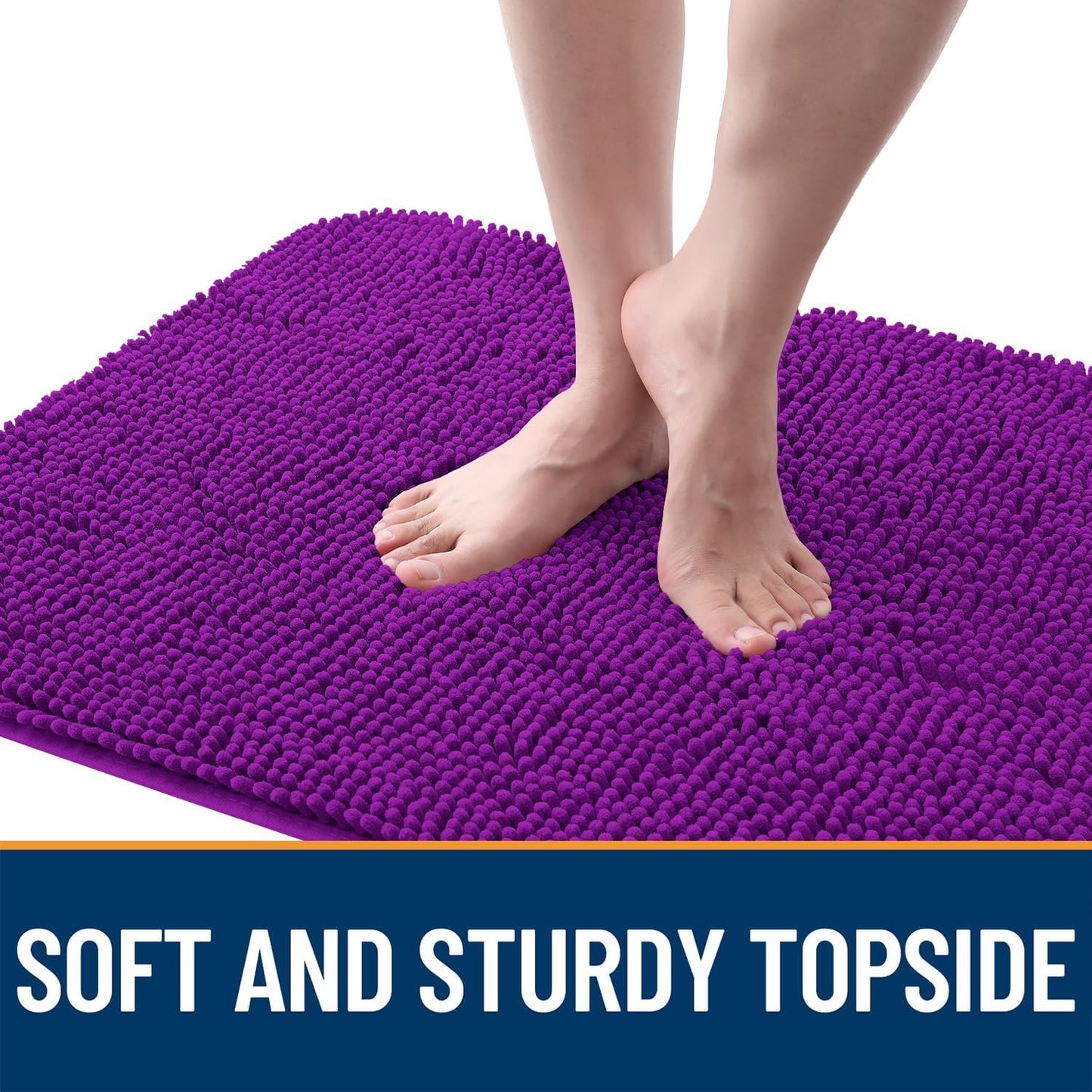 OLANLY Dog Door Mat for Muddy Paws 59x20, Absorbs Moisture and Dirt, Absorbent Non-Slip Washable Doormat, Quick Dry Chenille Mud Mat for Dogs, Entry Indoor Entryway Carpet for Inside Floor, Purple