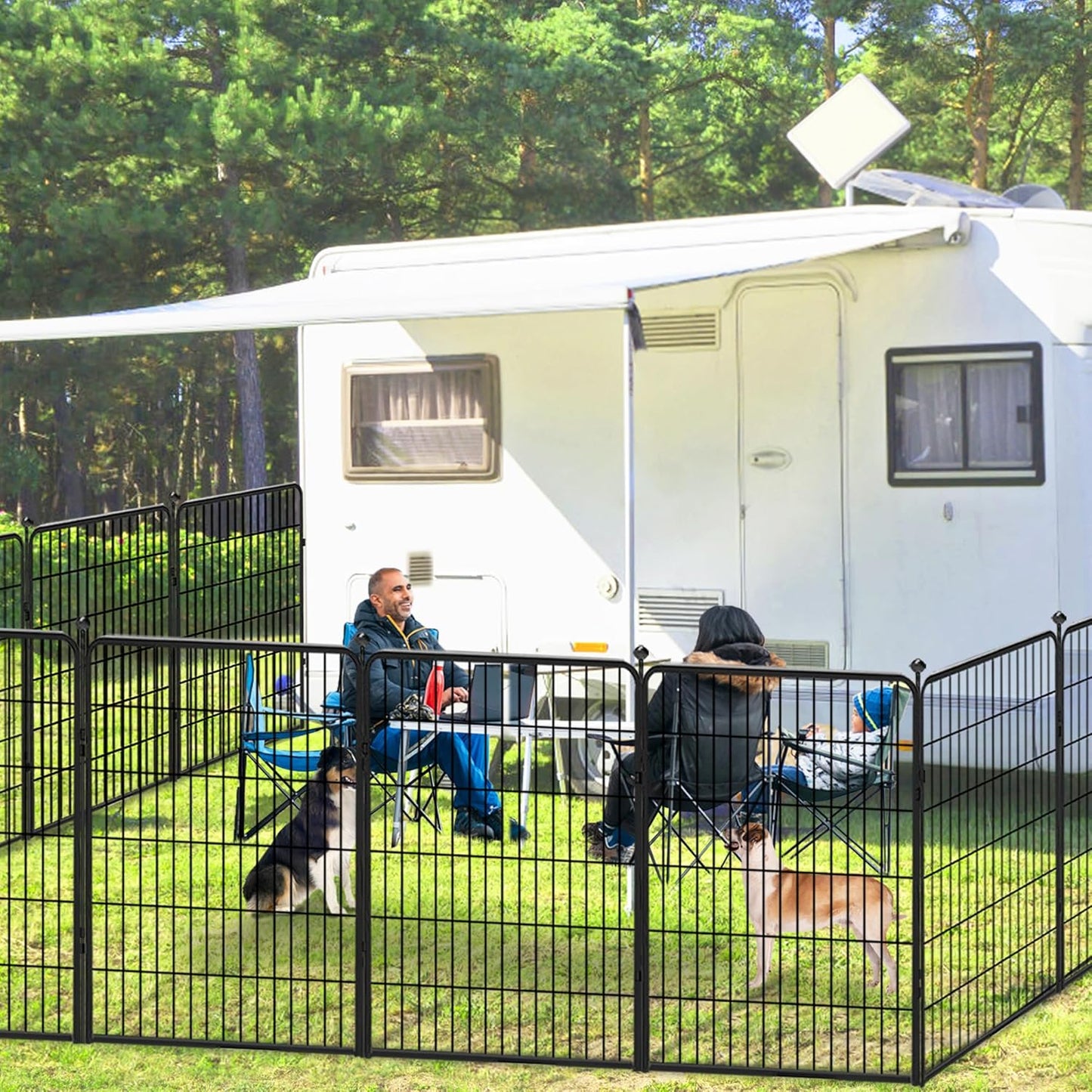 Dog Playpen 40 inch 8 Panels Dog Fence Outdoor for Yard, Indoor Dog Pen for Large/Medium/Small Dogs, Heavy Duty Puppy Playpen with Door Portable Pet Fence for RV Camping