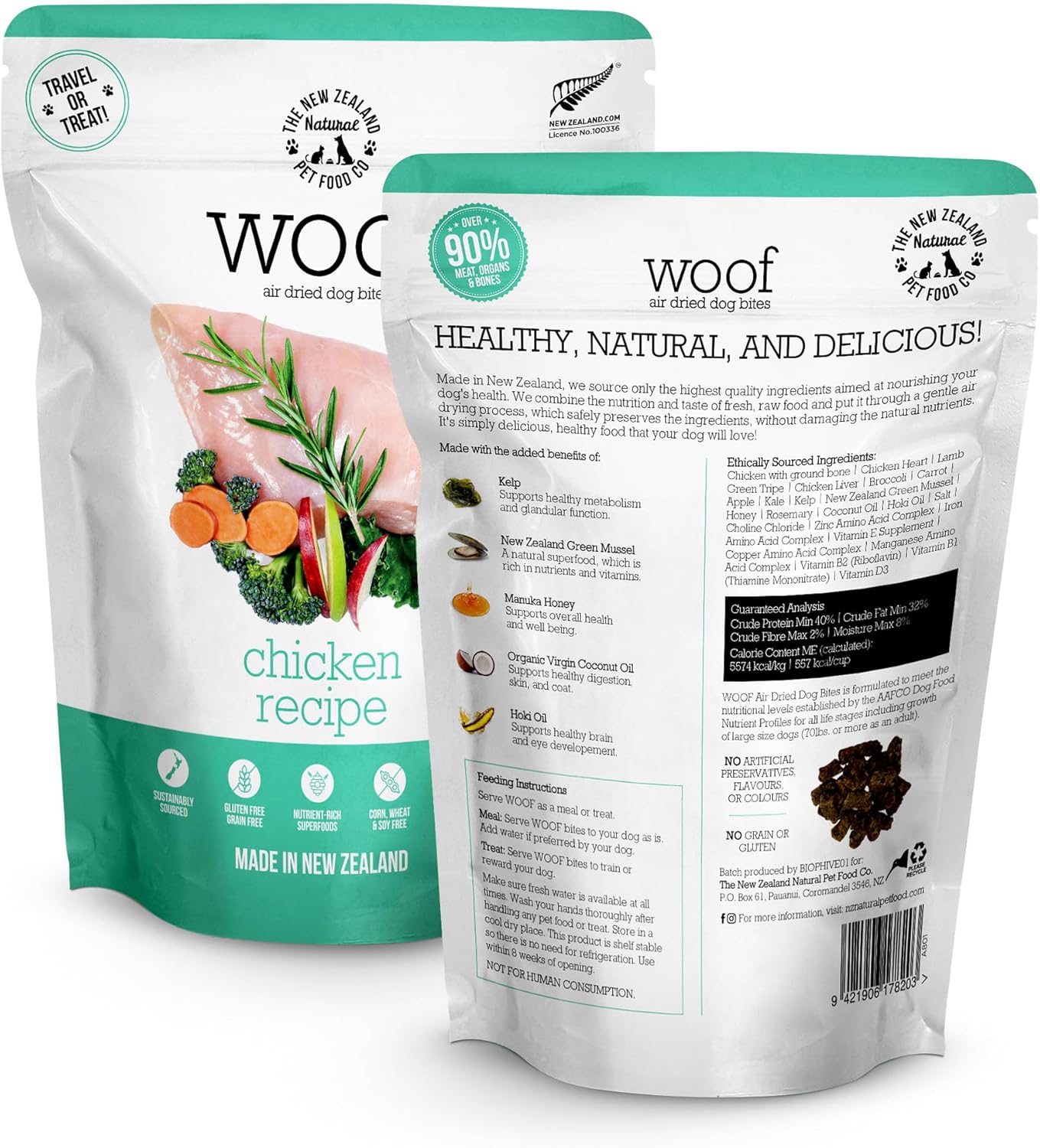 Air Dried Dog Food, Toppers for Dry Food, High Protein, Natural Dog Food, Limited Ingredient Recipe Chicken, 3.5 oz