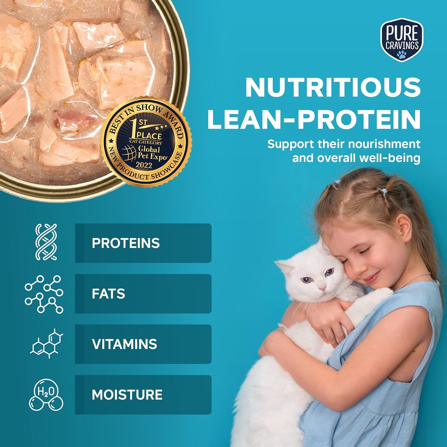 Mackerel Flakes in Tuna Consommé, Canned Wet Cat Food Soup, 100% Mercury-Tested, Moist Can Fish, Grain-Free Protein, Non-GMO, 3oz, Pack of 12