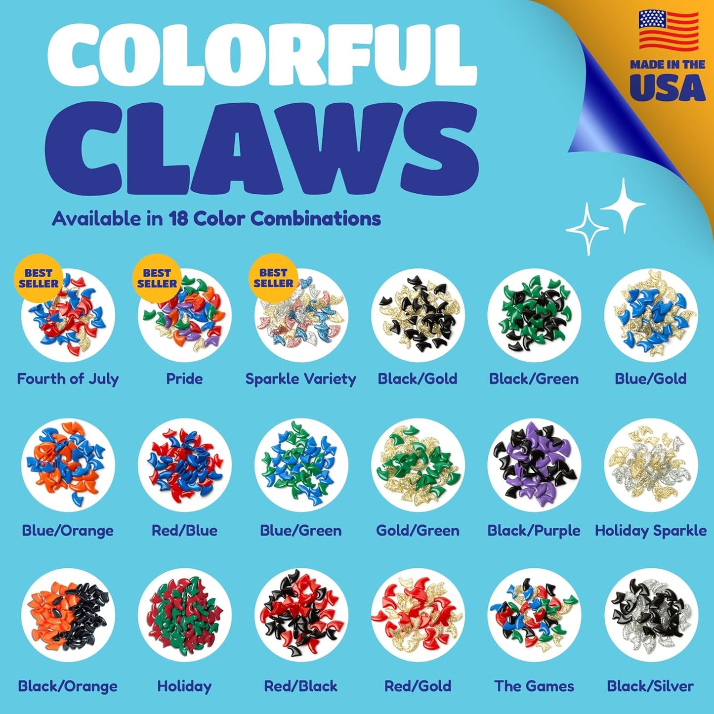 Soft Claws Cat Nail Caps for Large Cats – (Red, Blue & Gold, 40 Caps) - Made in USA - Veterinarian-Developed | Protects Furniture & Skin - Easy to Apply, Long-Lasting Anti-Scratch Soft Cat Claw Covers