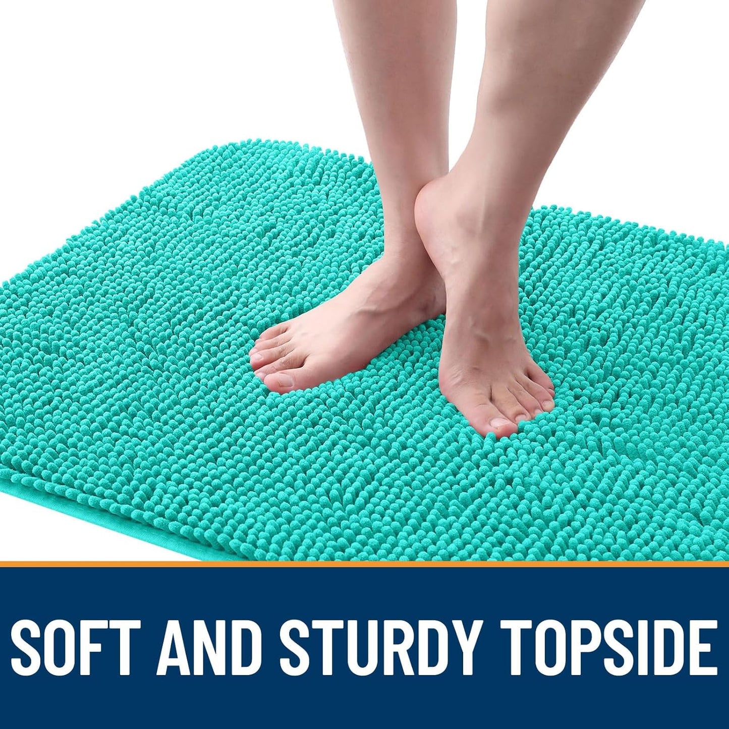 OLANLY Dog Door Mat for Muddy Paws 59x24, Absorbs Moisture and Dirt, Absorbent Non-Slip Washable Doormat, Quick Dry Chenille Mud Mat for Dogs, Entry Indoor Entryway Carpet for Inside Floor, Teal