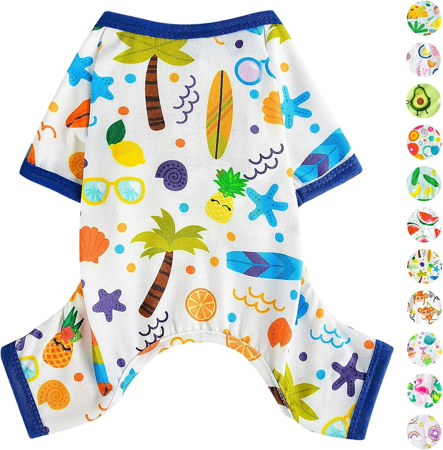 Dog Pajamas Pjs Fall Summer Dog Clothes for Small Dogs Girl - Boy - Medium Size Dogs, Soft Stretchy Puppy Clothes Doggie Onesies Cat Pet Jammies Outfit (Beach, X-Large)