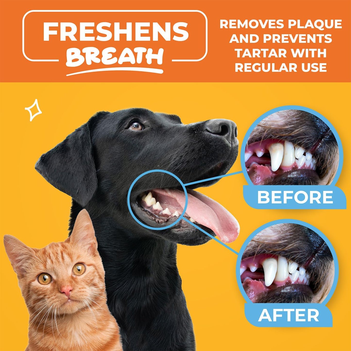 Cat & Dog Teeth Cleaning Wipes - Dental Finger Wipes for Cats & Dogs - Pet Toothbrush & Tooth Brushing Kit - Effective Teeth Cleaner (Unscented)