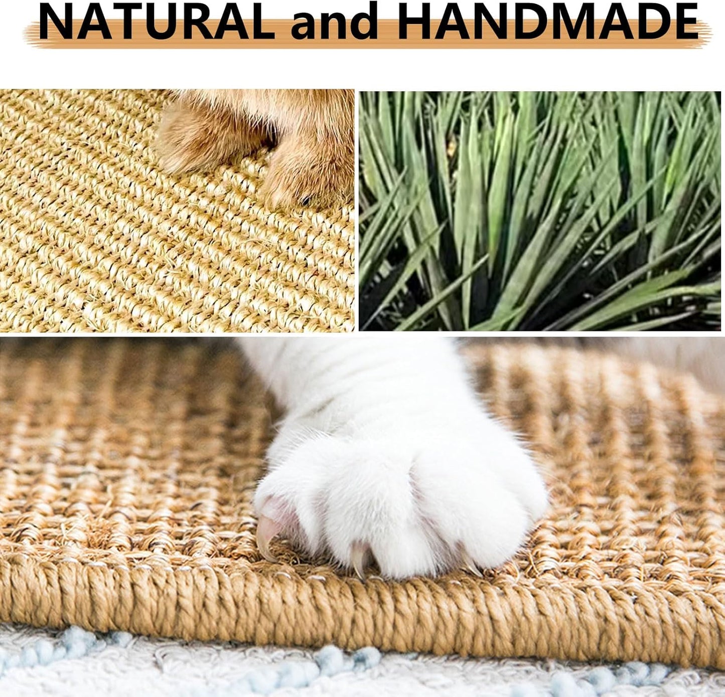Oncpcare 2PCS Rabbit Scratch Mat Natural Bunny Scratching Pad Claws and Teeth Care Rabbit Mats for Cages Chew Toys for Bunny Pet Cage Bedding for Biting Sleeping Nesting, 16x12
