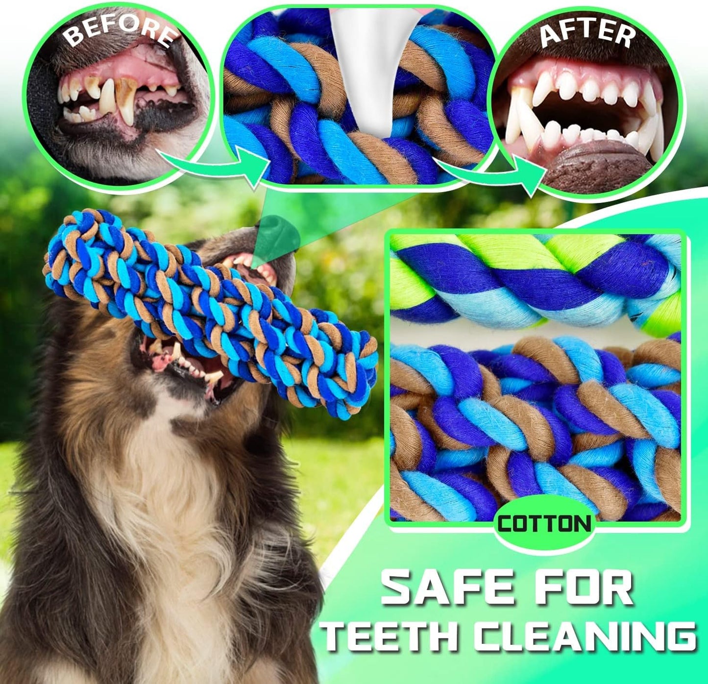 SHARLOVY XL Dog Chew Toys for Aggressive Chewers Large Breed, 14 Pack Tough Indestructible Dog Toys for Aggressive Chewers, Durable Puppy Chew Toys for Teething, Heavy Duty Cotton Rope Toys