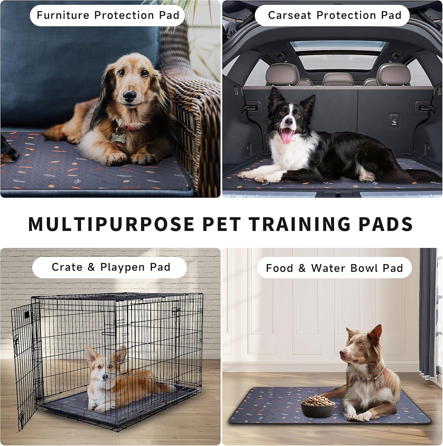 Sunheir 2-Pack Extra Large Reusable Dog Mat for Floor, Waterproof Dog Playpen, Super Absorbent Washable Pee Pads for Dogs, Pet Whelping Mat, Potty Training - 36" x 72"