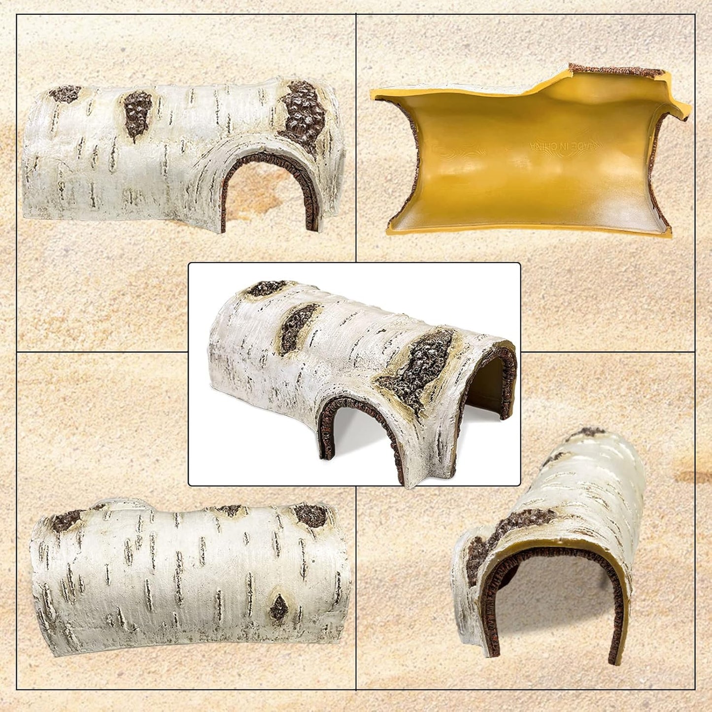 Reptile Hide Large Caves Simulation Tree Hideout Snake Hide Leopard Gecko Terrarium Plastic Plant Leaves Ornament Habitat Shelter Decor for Lizard Hermit Crab Spider Frog Amphibians