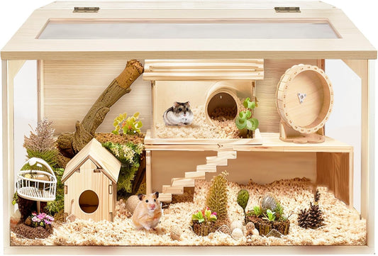 Prolee Hamster Cage Chew Proof, Mice and Rat Habitat Openable Top with Acrylic Sheets, Hamster Habitat Solid Built (24”L x 16" W x 16" H)