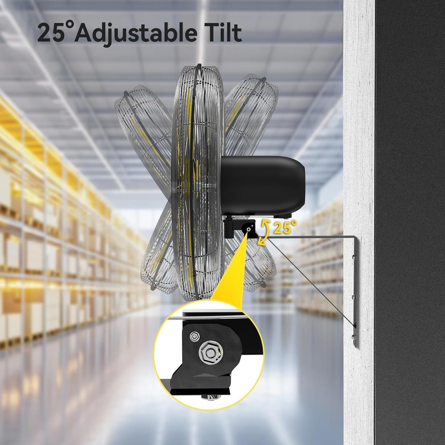 24 Inch Industrial Wall Fan Oscillating with 2 Pack, 7800 CFM Commercial Metal Wall Mount Fans with Poweful Motor, 3 Speed, Heavy Duty Indoor for Warehouse, Workshops, and Garage, UL Listed