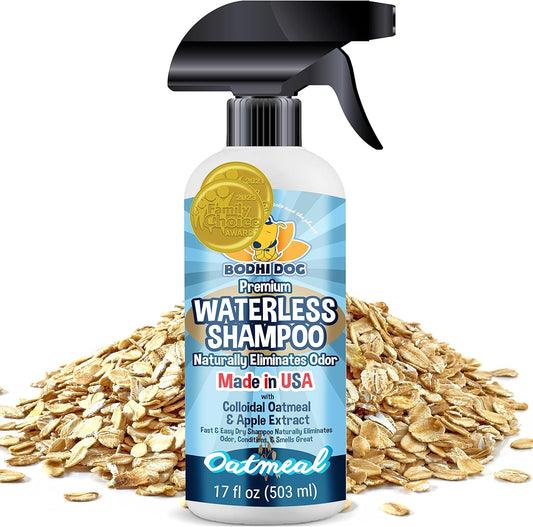 Bodhi Dog Waterless Shampoo - Natural Dry Shampoo for Dogs & Cats - Neutralizes Pet Odor - No Rinse Required - Made of Natural Extracts - Safe for Sensitive Skin - Oatmeal & Apple (17 Fl Oz)