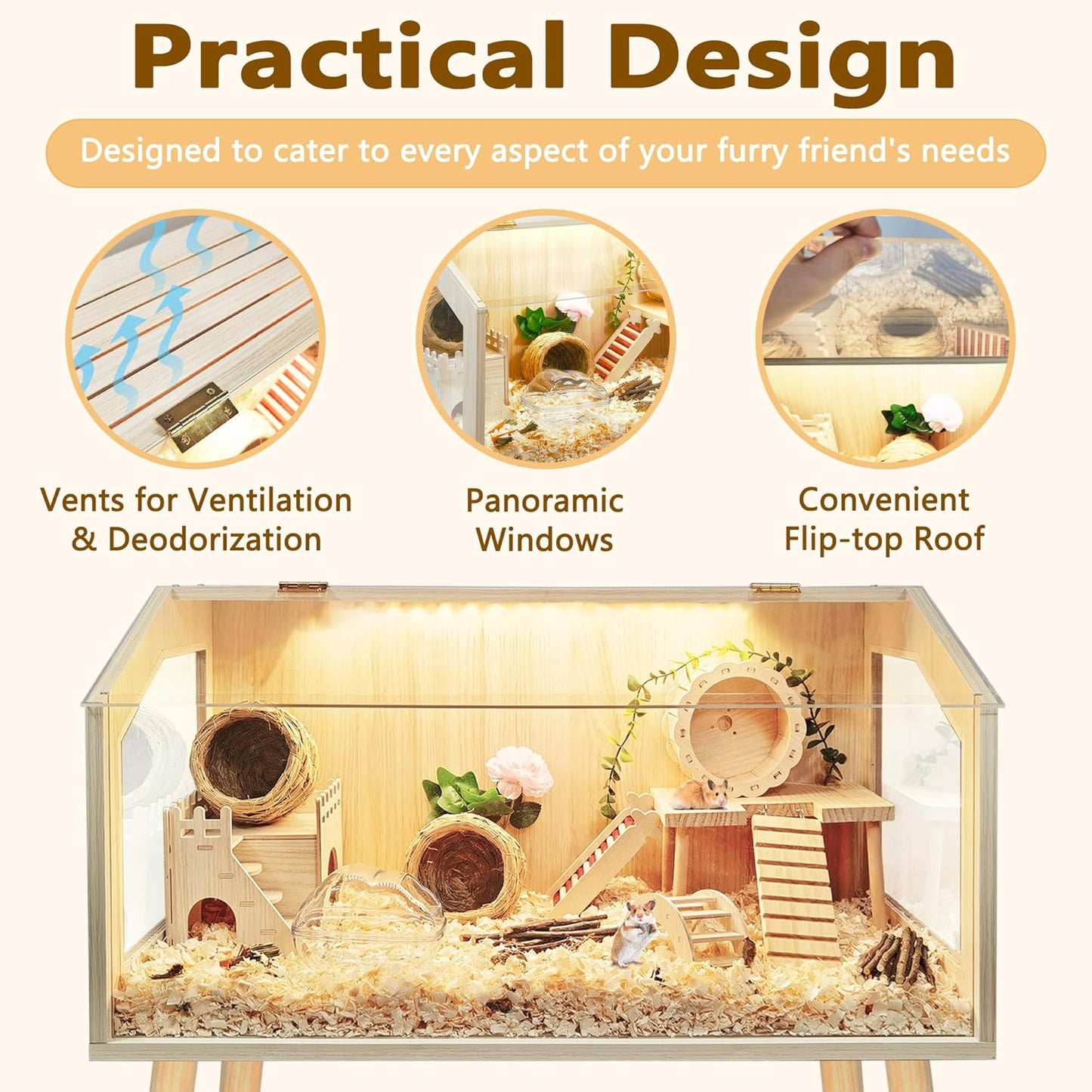 Prolee Hamster Cage with Legs, Guinea Pig Cages Chew Proof, Hamster House, Hamster Cages and Habitats, 32" L x 16" W x 40" H