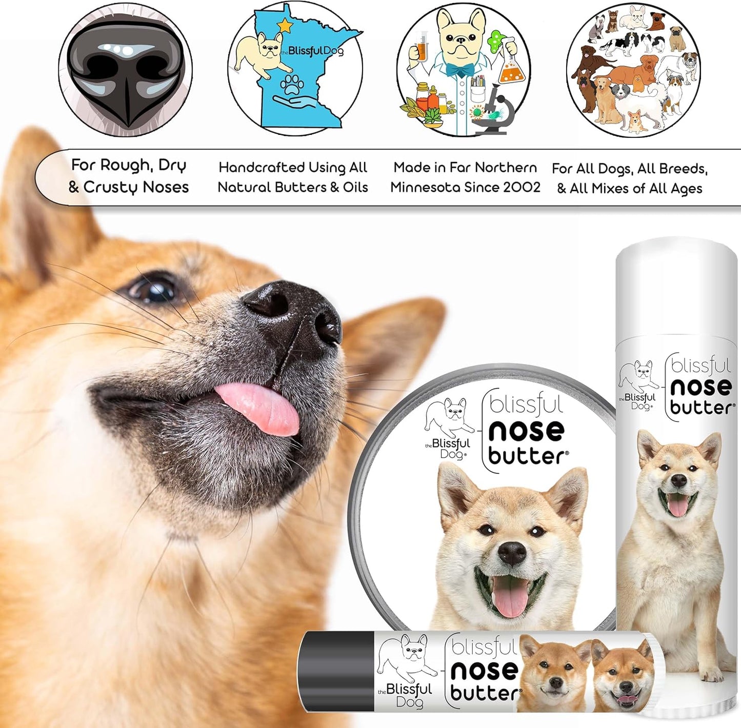 The Blissful Dog Shiba Inu Unscented Nose Butter - Dog Nose Butter, 8 Ounce