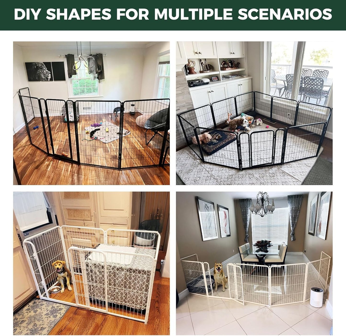 FXW Homeplus Unleashed Indoor Dog Playpen - Stress-Free and Safe Play, Heavy Duty 45 Inch 6 Wire Panels Dog Pen for Large Dogs, White│Patented