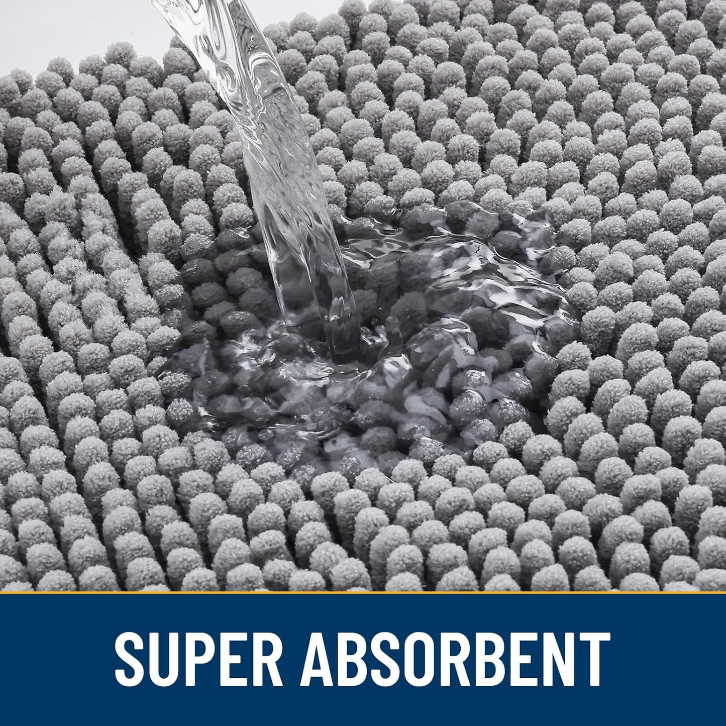 Smiry Dog Door Mat for Muddy Paws 59x35, Absorbs Moisture and Dirt Doormat, Non-Slip Washable Quick Dry Chenille Front Door Mat Indoor Entrance, Entryway Carpet for Inside Floor, Grey