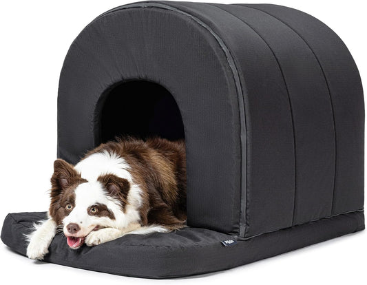 Orthopedic Dog House - Outdoor Waterproof Dog Shelter w/Porch - Indoor Pet House w/Egg-Crate Foam - Cooling - Machine Washable - Ideal for Large Breeds & Fits 36-Inch Crate - 35"x22"