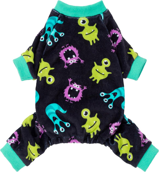 Fitwarm Cute Monster Halloween Dog Pajamas, Funny Costumes for Small Dogs Boy Girl, Festive Pet Clothes, Green, Purple, Black, Medium