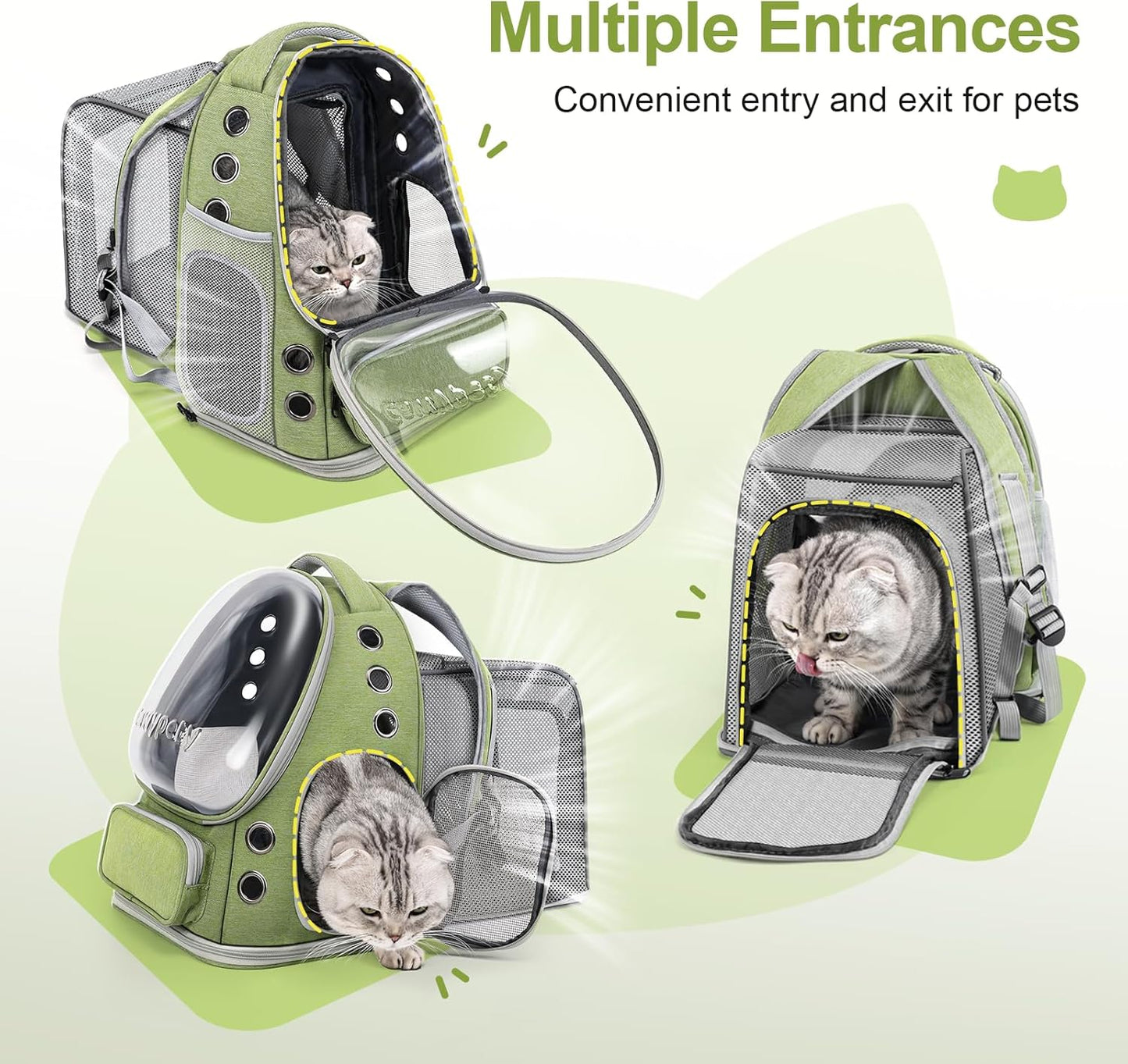 Expandable Cat Backpack,Cat Bubble Backpack Carrier for Carrying Cats, Pets and Small Dogs,Airline-Approved,Designed for Travel, Hiking, Walking,Car