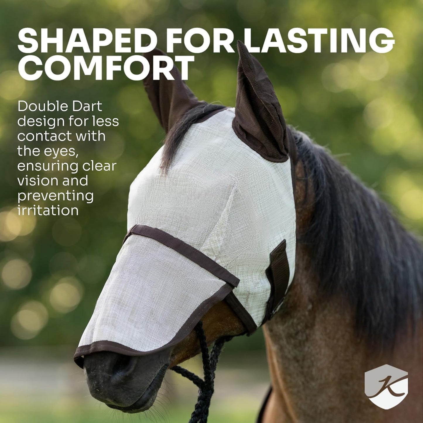 Kensington Signature Fly Mask w/Web Trim, Soft Mesh Ears & Forelock Opening Size: M-Small Horse Color: 181 - Kentucky Blue