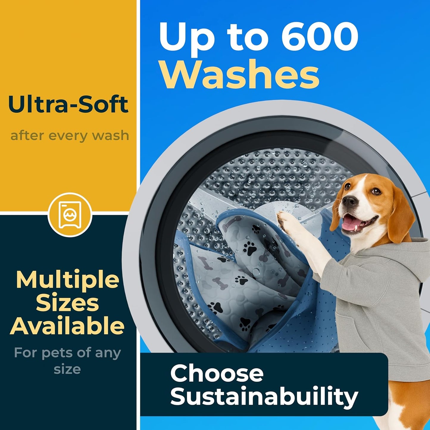 GREEN LIFESTYLE Washable Pee Pads for Dogs - Waterproof Reusable Puppy Pads with Anti-Slip Backing, Pet Training Pad for Puppy Playpen, Crate, Whelping Box, Potty Training (Pack of 6 - 30x34)