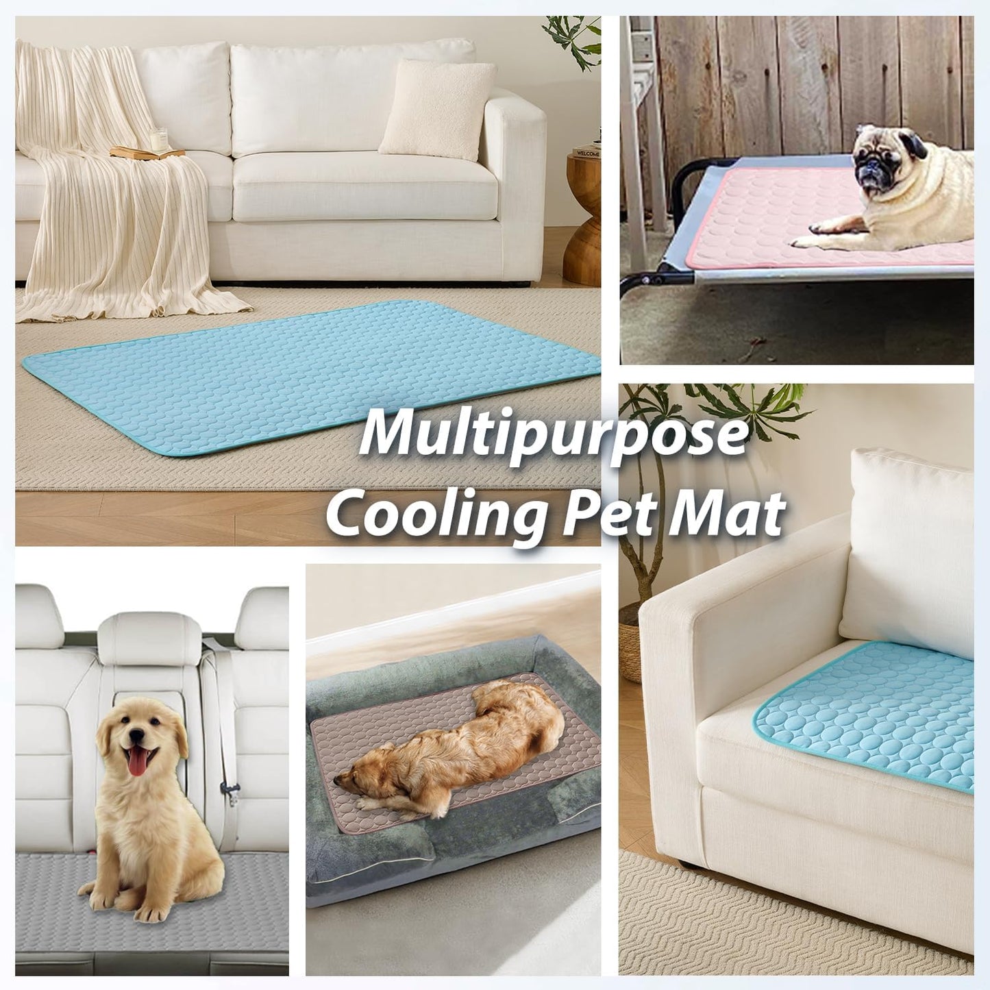 MICROCOSMOS Summer Cooling Mat & Sleeping Pad- Water Absorption Top, Materials Safe, Easy Carry, EZ Clean. Keep Cooling for Pets, Kids and Adults.(Navy Blue, 19" x 15")