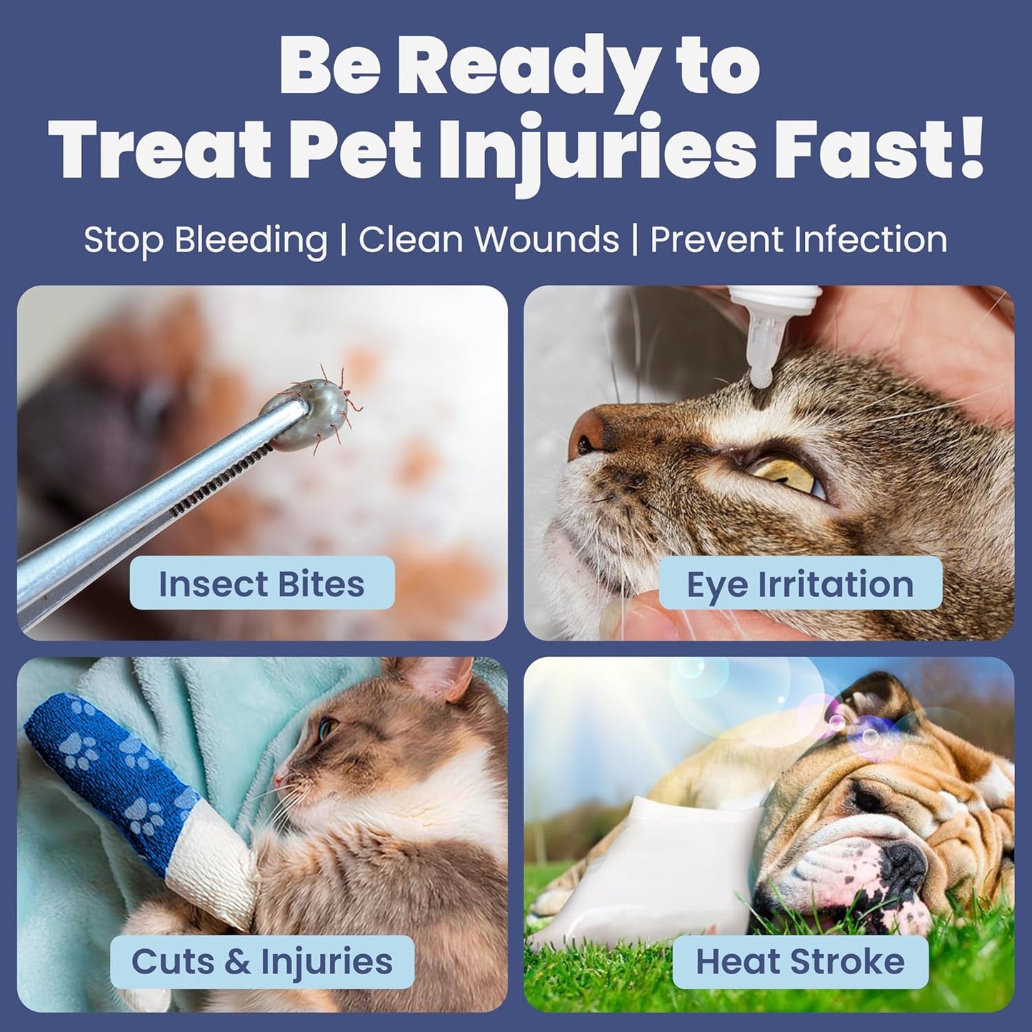 Dog First Aid Kit - Vet Approved Pet First Aid Supplies to Treat Dogs & Cats in an Emergency - Pet First Aid Kit Guide, Tick Remover, Slip Leash & Medical Essentials for Home, Camping, Car, RV, Travel