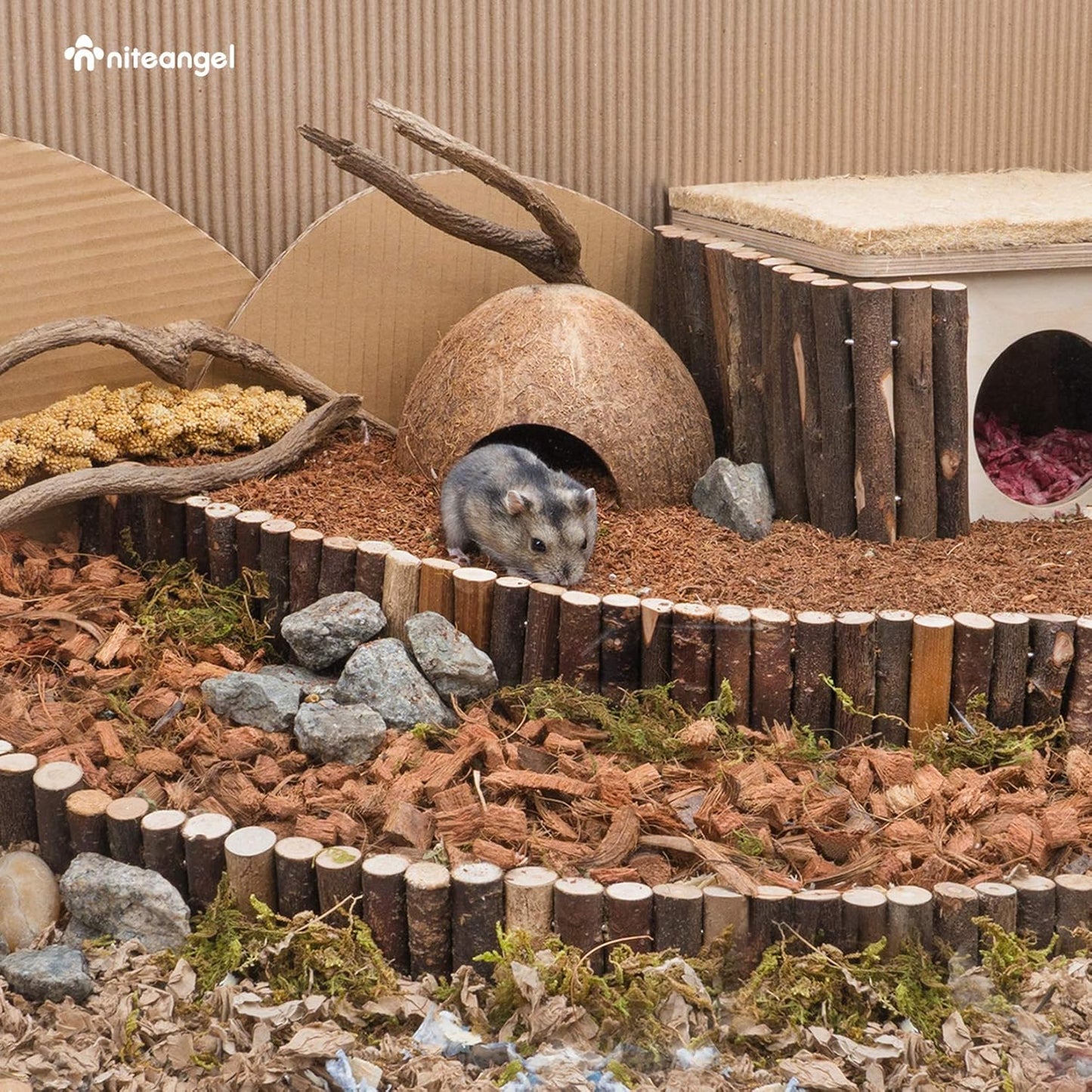 Niteangel Natural Coco/Cork Hamster Bedding Pet Litter for Dwarf Syrian Hamsters, Gerbils, mices, Degus or Other Small Animal