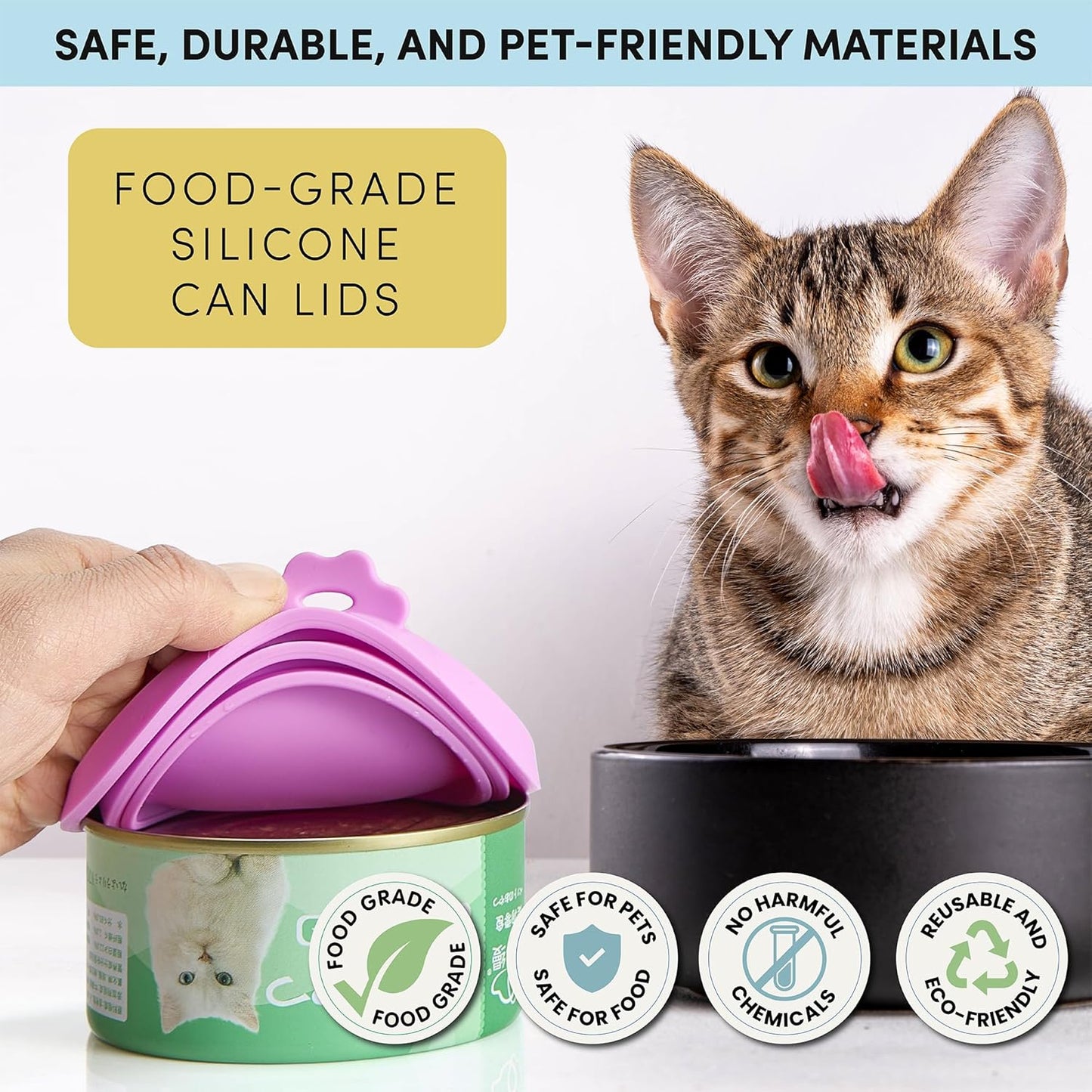 3 Pack Universal Pet Food Can Covers Lids - One fit 3 Standard Size Cans for Cats and Dogs Food Cans - Easy to Clean - Safe Silicone - Forest Ember