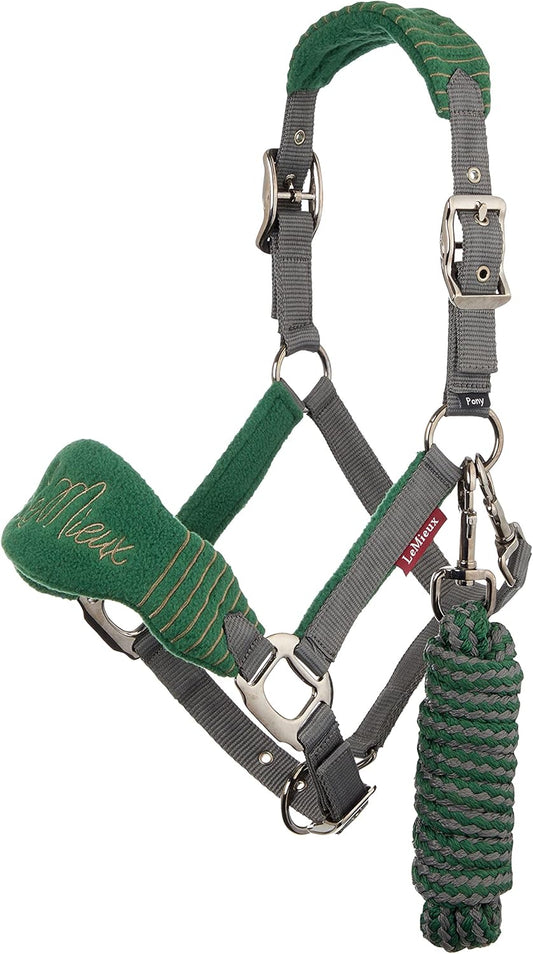LeMieux Vogue Fleece Headcollar - Halter & Leadrope - Extra Padding, Adjustable at Curb and Poll Strap