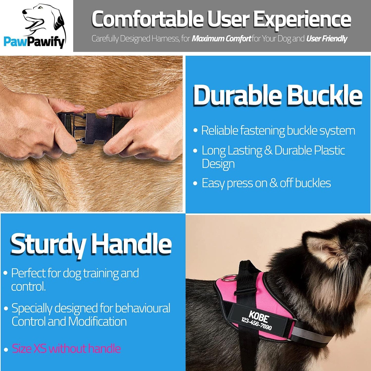 PawPawify Custom No Pull Dog Harness with Name and Phone Number, Heavy Duty Personalized Pet Vest to Prevent Tugging, Pulling, or Choking, Training and Walking (Green, L (40-60 LBS))
