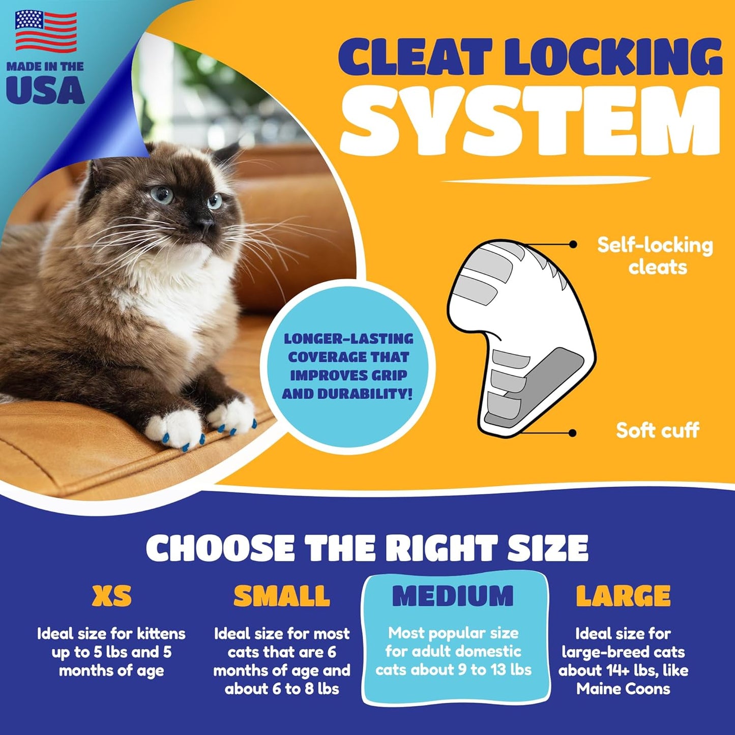 Soft Claws Cat Nail Caps for Medium Cats – (40 Caps, Black & Purple) - Made in USA - Veterinarian-Developed | Protects Furniture & Skin - Easy to Apply, Long-Lasting Anti-Scratch Soft Cat Claw Covers
