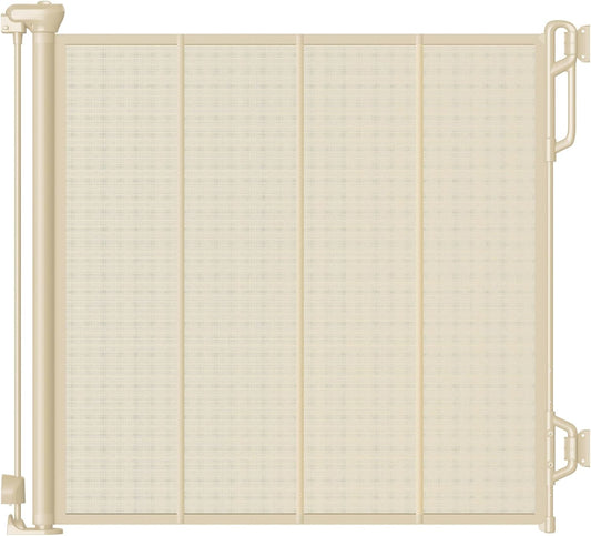 Reinforced Retractable Baby Gate or Mesh Dog Gate,Easy to Use for Stairs, Doorways, Hallways, Indoor, Outdoor, Wide Pet Gate 33.5" Tall, Extends to 45" Wide, Cream