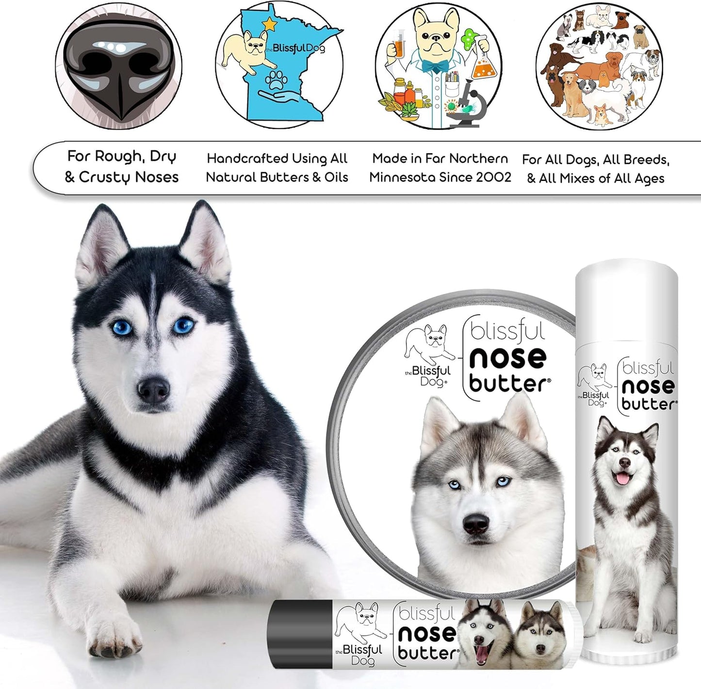 The Blissful Dog Husky Unscented Nose Butter - Dog Nose Butter, 16 Ounce