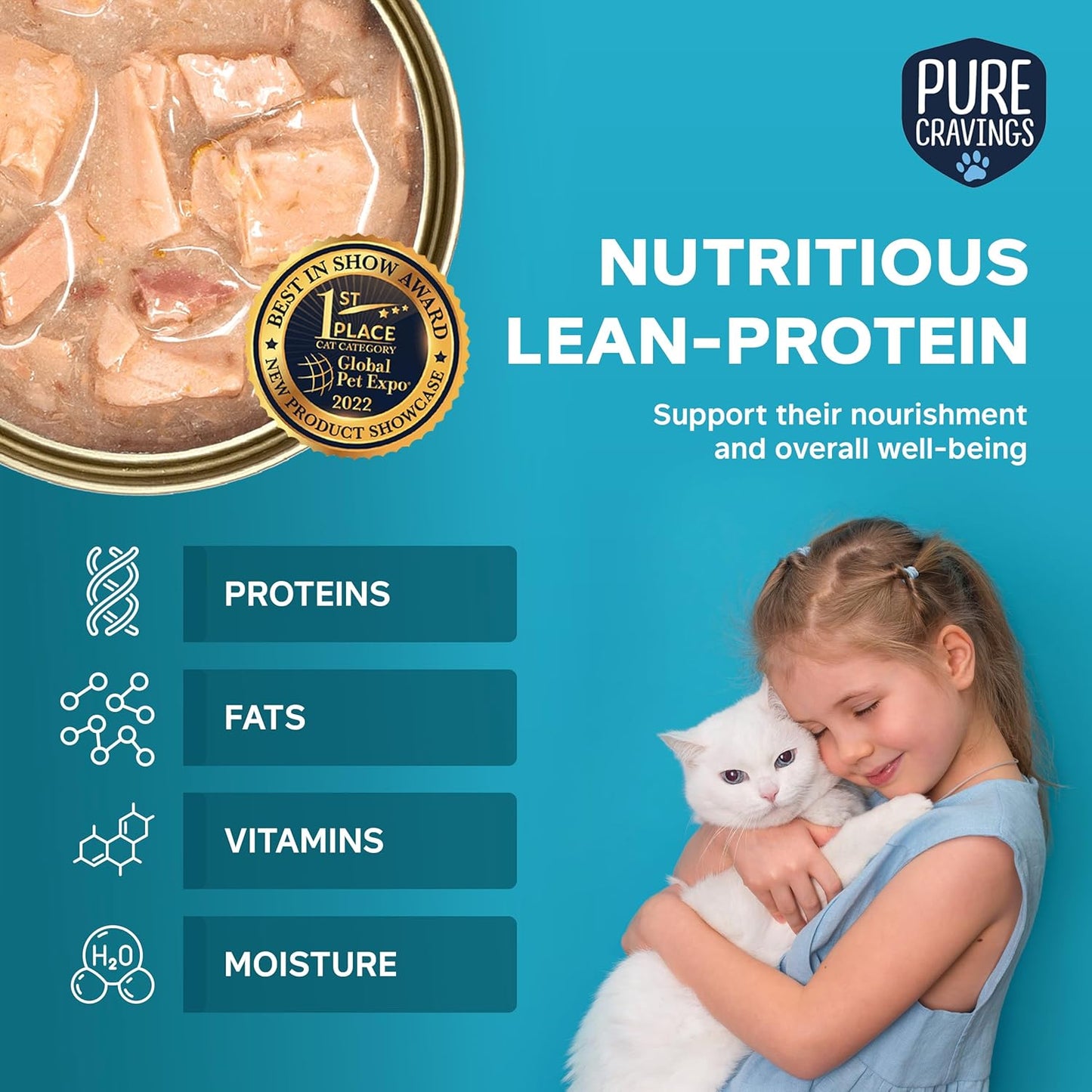 Wet Cat Food Canned Salmon Cutlets in Gravy, 100% Mercury-Tested, Moist Can Fish for Cats, Grain-Free, Protein, Non-GMO, Pack of 12