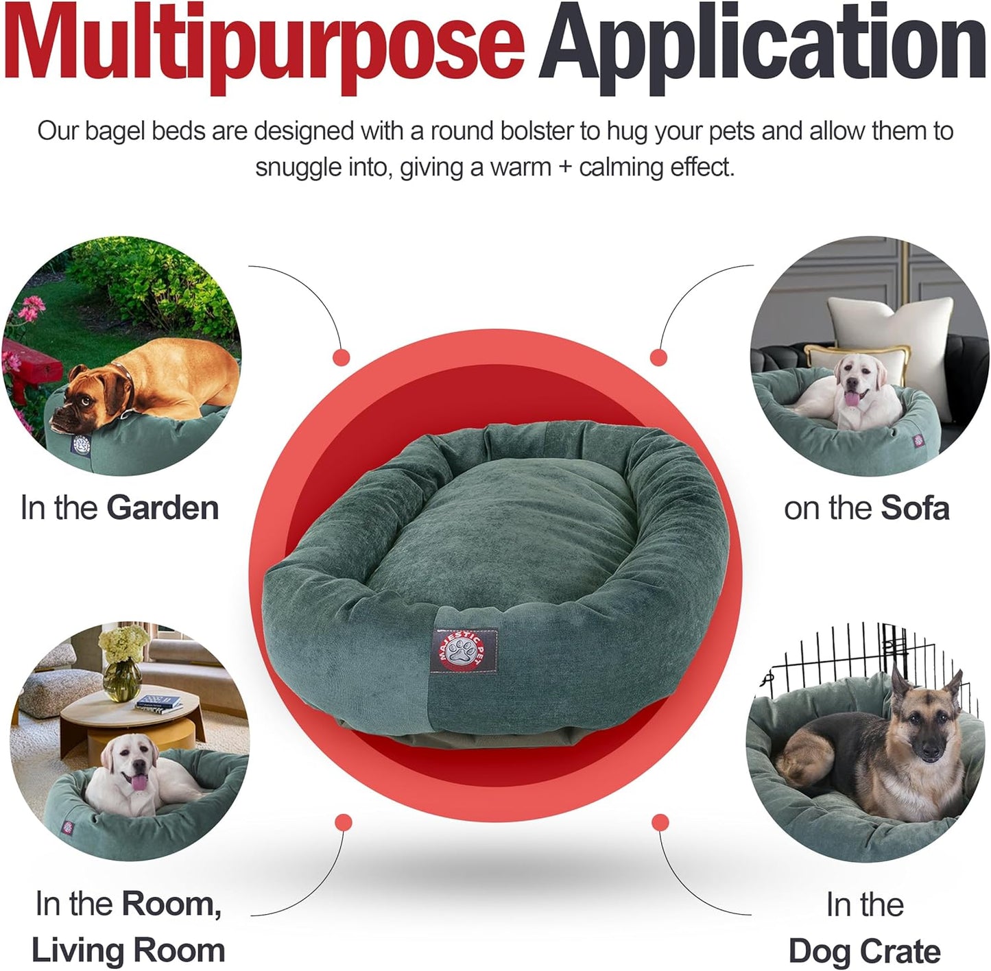 Majestic Pet Villa 52 Inch Shredded Memory Foam Dog Bed for X-Large Sized Dogs 52x35x11 Inch–Orthopedic Dog Bed with Removable Washable Cover-Washable X-Large Pet Bed with Head Support-Azure