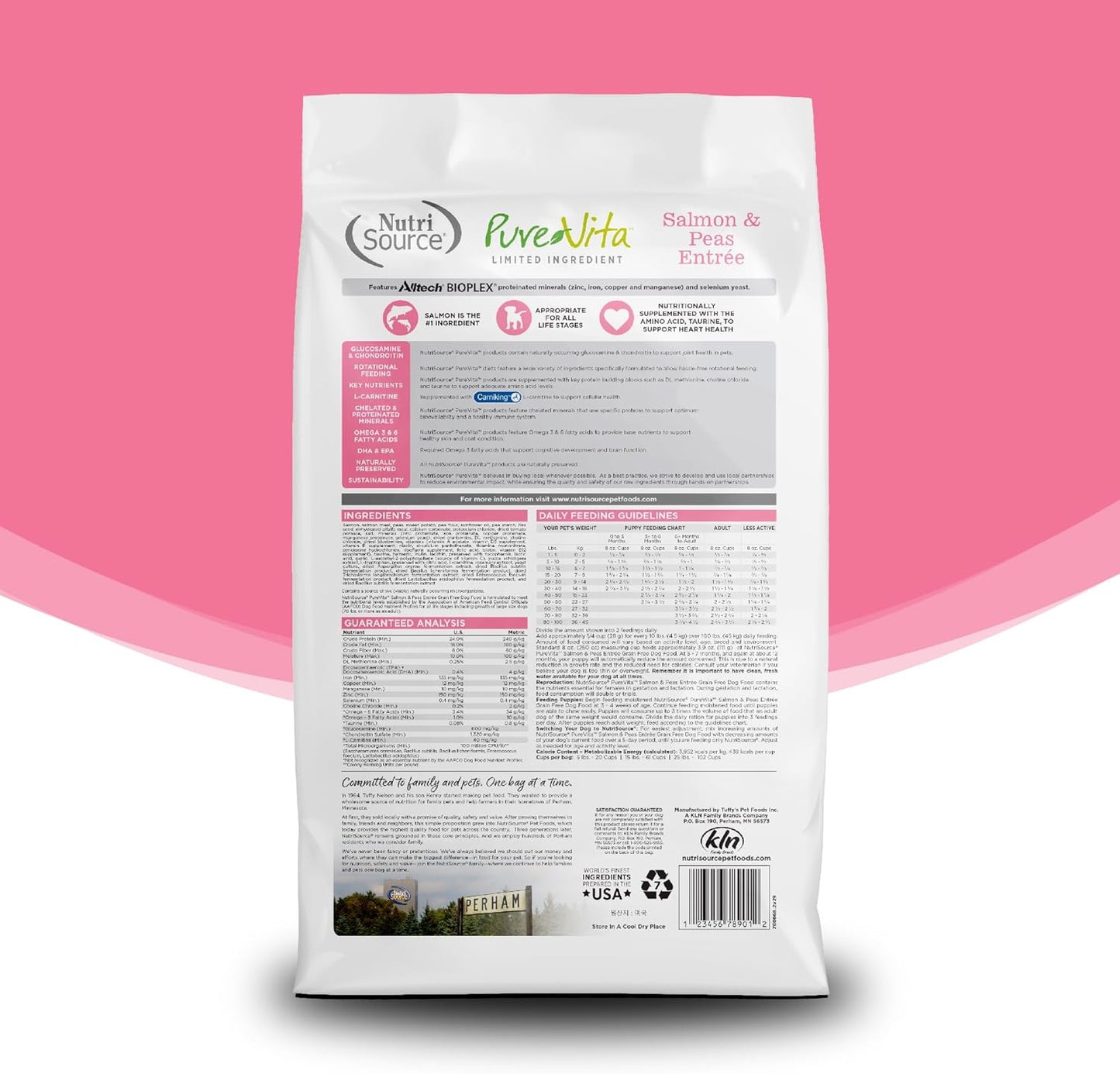 NutriSource Pure Vita Limited Ingredient Grain Free Dry Dog Food, Salmon and Peas, 12LB