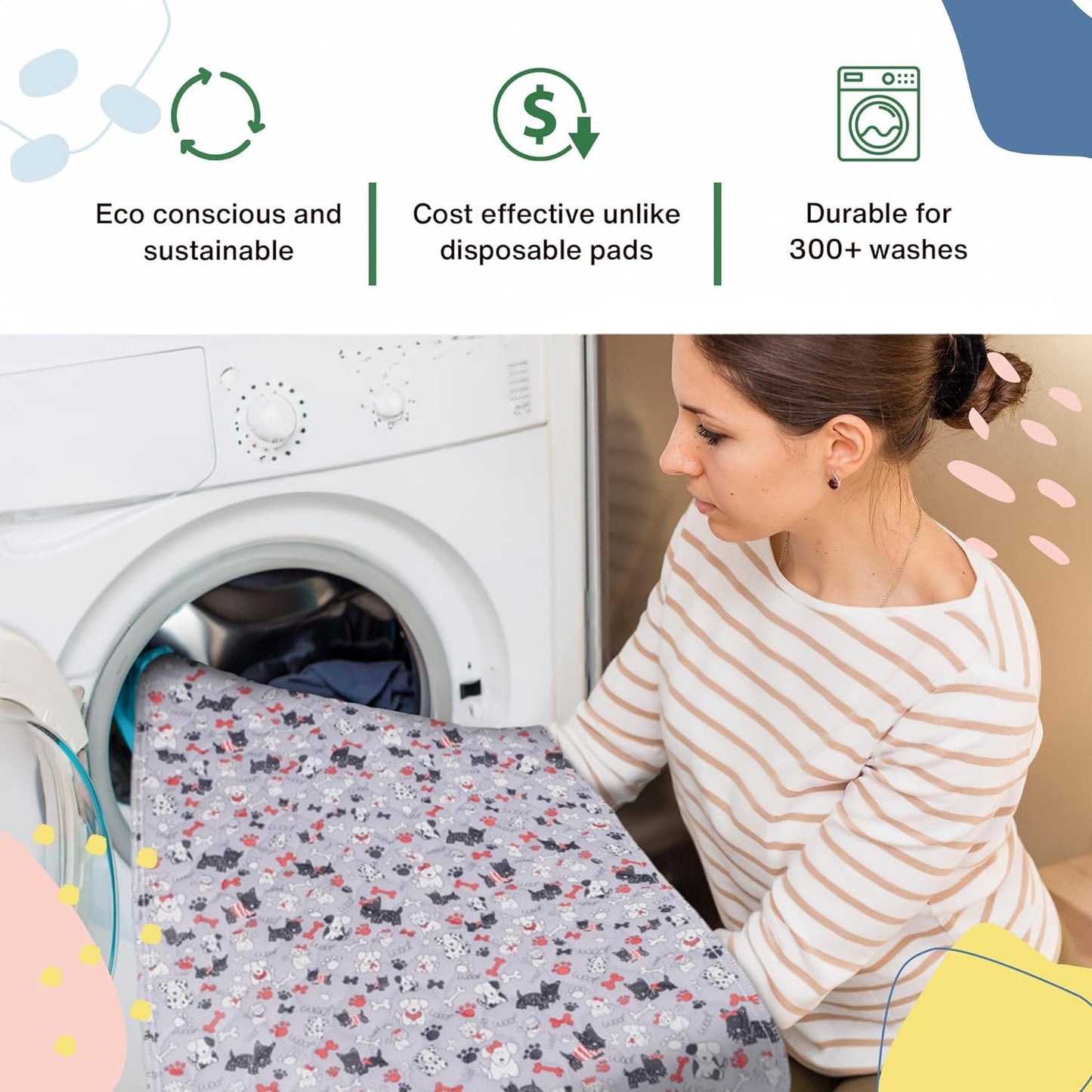 Caldwell's Pet Supply Co. 30x36 Potty Pads, Washable Pee Pads for Dogs, Reusable Pee Pad for Dogs, Puppy Potty Mat, Whelping Rug, Reusable Puppy Mat, Waterproof Rug for Dog, Medium (Set of 2)