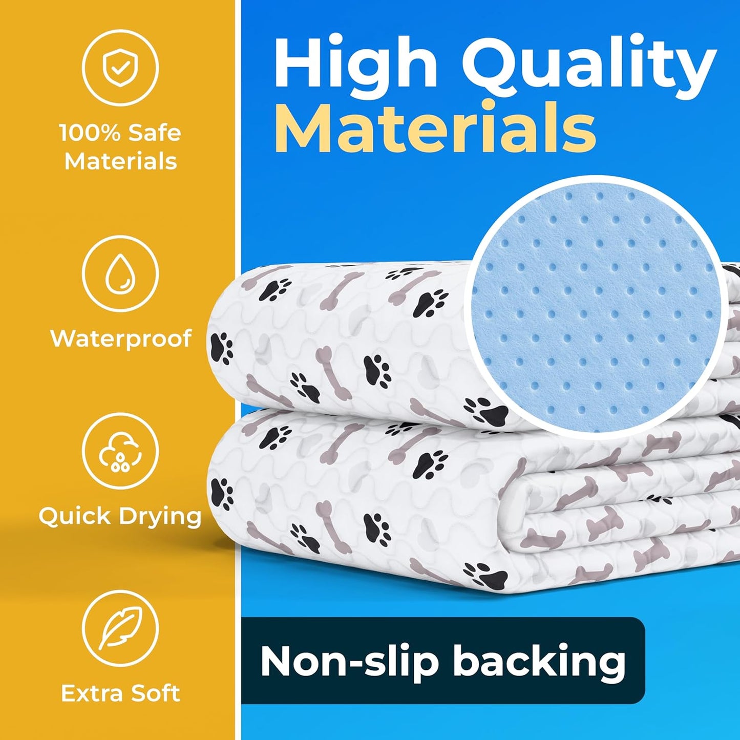 GREEN LIFESTYLE Washable Pee Pads for Dogs - Waterproof Reusable Puppy Pads with Anti-Slip Backing, Pet Training Pad for Puppy Playpen, Crate, Whelping Box, Potty Training (Pack of 6-34x36)
