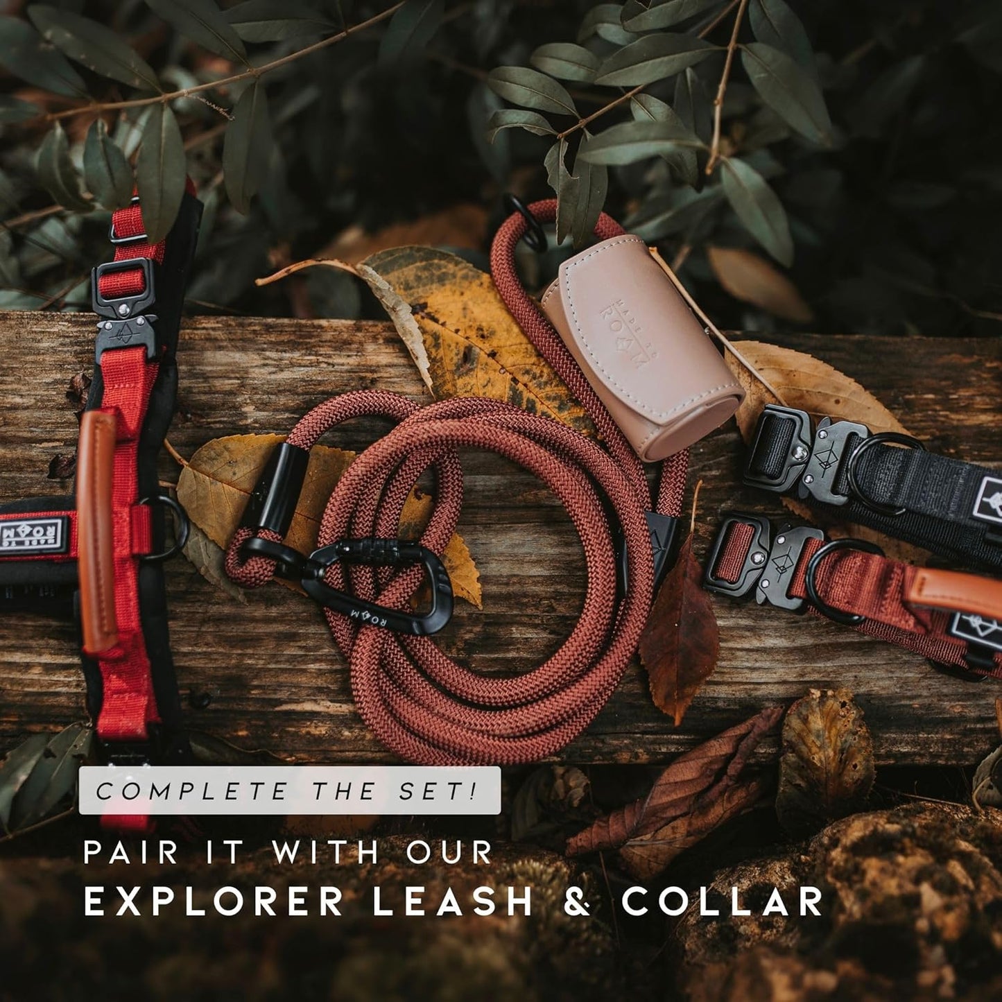 MADE TO ROAM Premium Explorer Harness - Y-Shaped Dog Harness with Adjustable Durable Nylon, Soft Padding, Metal Buckles and Leather Handle for Small, Medium, Large Dogs (Washington Rain, Size 5)