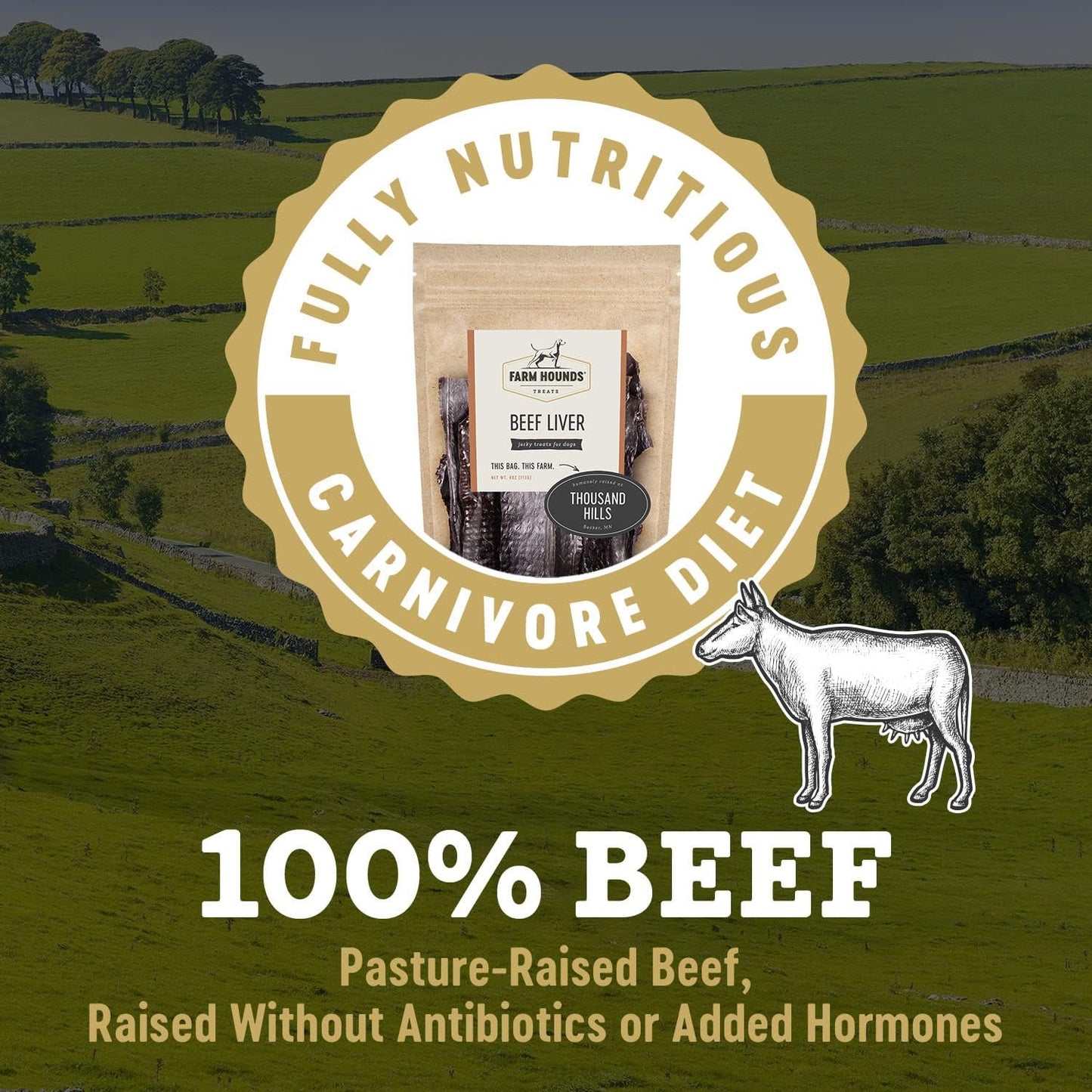 Farm Hounds - Beef Liver - Premium Natural Beef Liver Jerky For Dogs - Made From 100% Humanely Raised Cattle - Organ Treats - Great For Training & Treats - No Added Fillers - Made in USA - 4oz -2 Pack