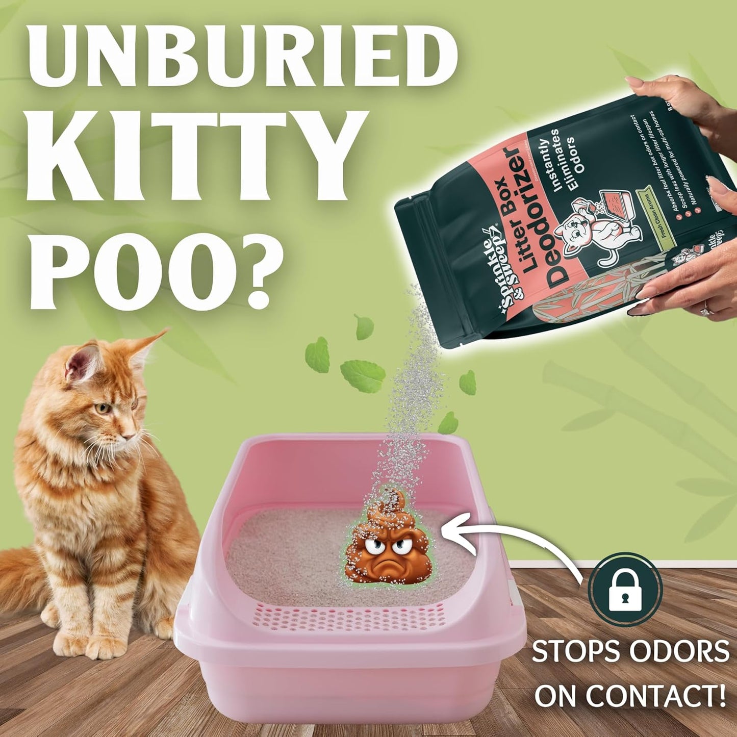Sprinkle & Sweep Litter Box Deodorizer - Cat Litter Deodorizer Non Toxic and Safe for Kittens - Instantly Eliminates Foul Smells and Urine Odors (Pack of 4)
