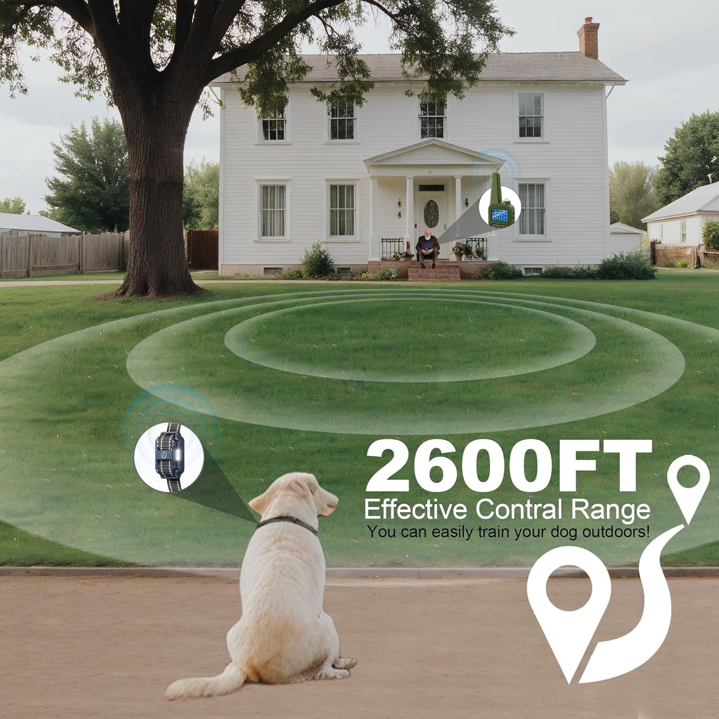 Dog Shock Collar, Electronic Dog Shock Collar with Shock, Beep, Vibration, Dog Training Collar with Remote, Light, Waterproof Rechargeable, 2600ft Dog e-Collar for Small Medium Large Dogs