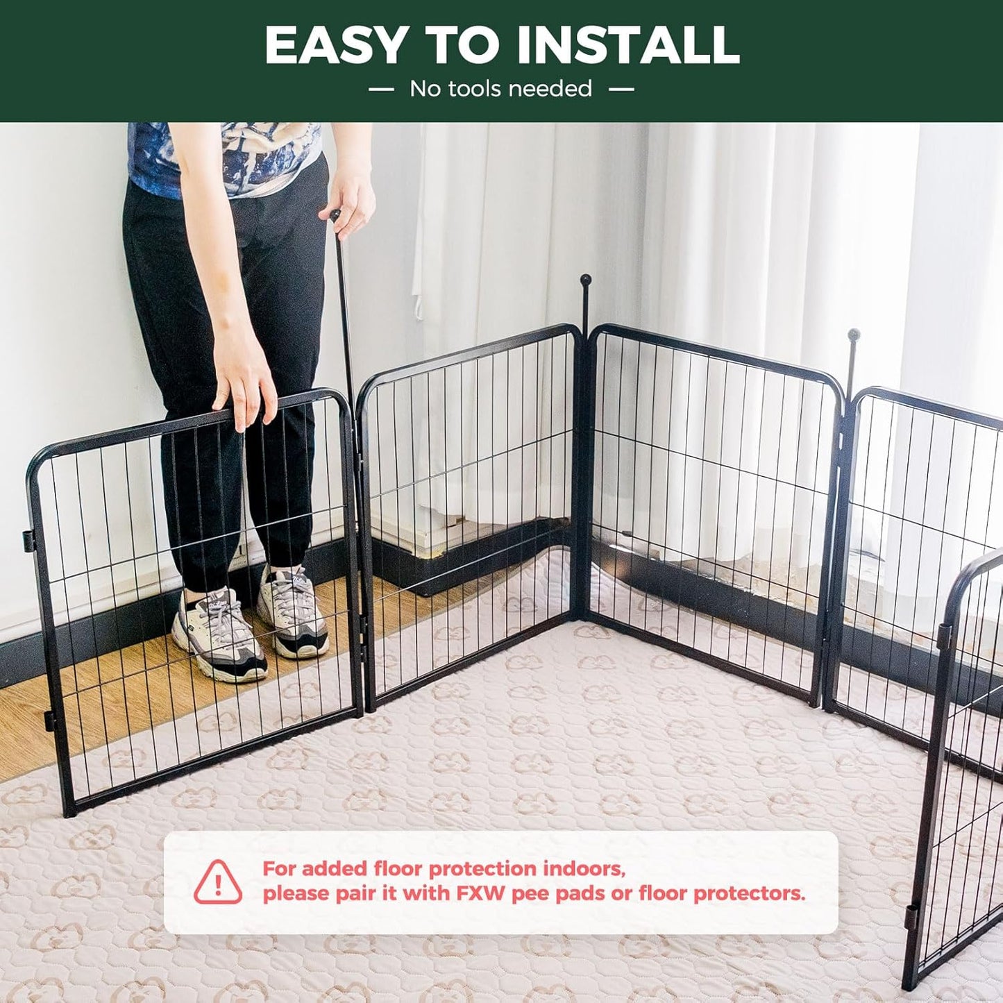 FXW Rollick Unleashed Dog Playpen for Indoor, Yard, RV Camping, 24 inch 24 Panels for Small and Puppy Dogs, Black│Patented