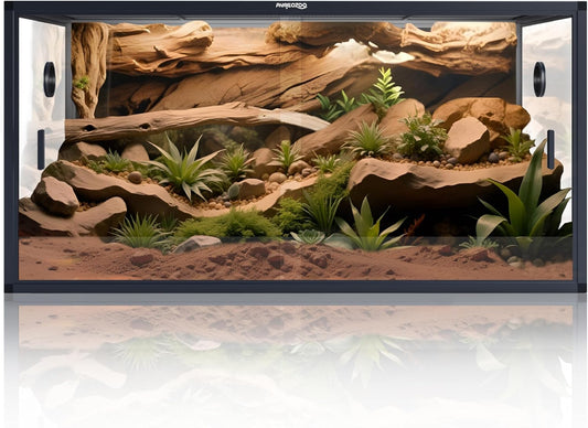 120 Gallon Bearded Dragon Tank,48" x 24" x 24" Reptile Tank with Sliding Door Top Screen Ventilation, Front Opening Reptile Enclosure for Easy Maintenance