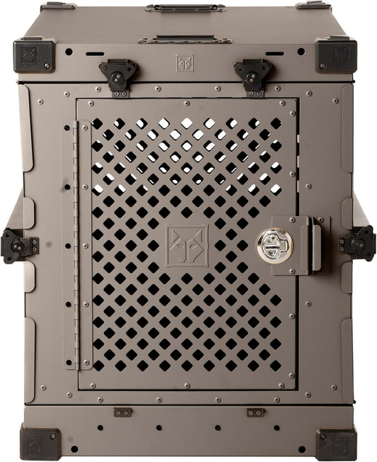 Impact Collapsible Dog Crate - Foldable Hard Crate for Extra Large Dogs - Heavy Duty Travel Kennel with Powder-Coated Aluminum - Quick Setup for Indoor & Outdoor (Gray, 40"+ (40.5" L x 27.5”W x 34" H)